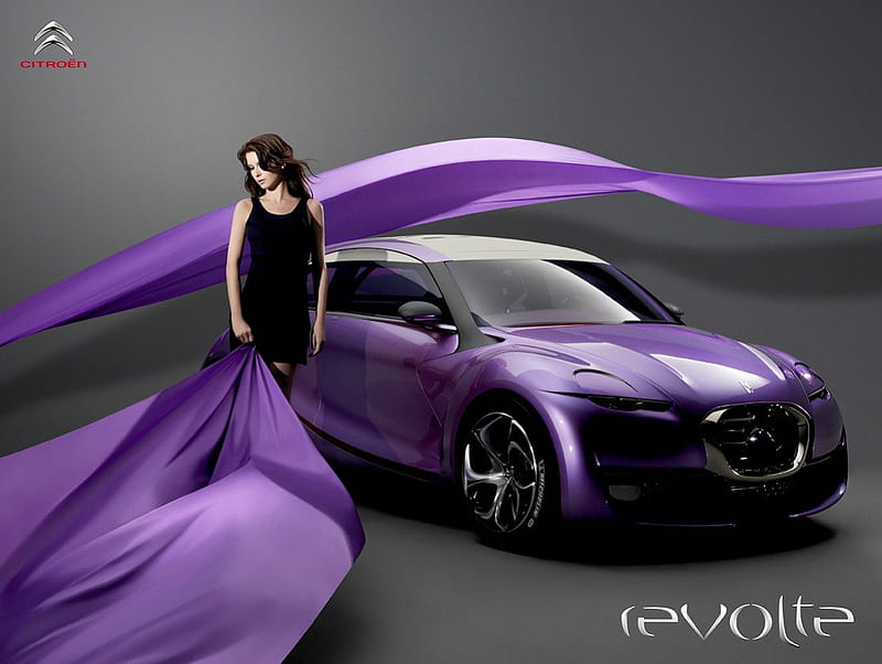 Citroen, carros, purple, beauty, mannequin, silver, HD wallpaper