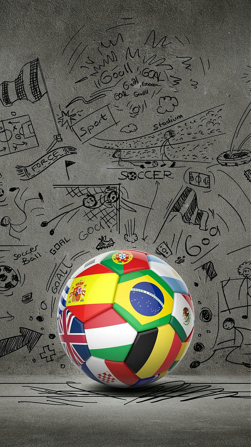 Mondial, ball, flags, football, soccer, sport, HD phone wallpaper