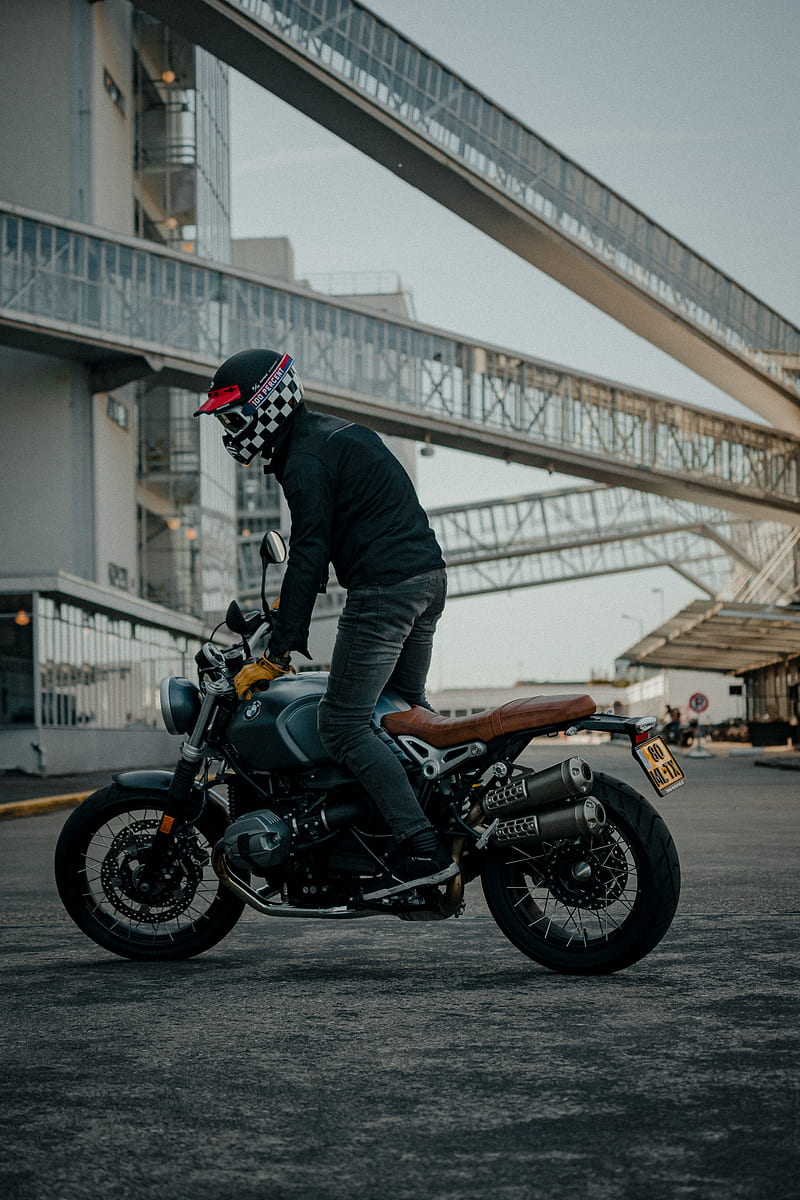 bmw, motorcyclist, motorcycle, helmet, side view, HD phone wallpaper