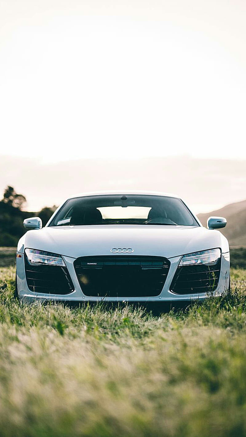 Audi R8, front view, supercar, vehicle, white, HD phone wallpaper
