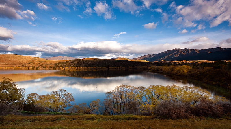 Lake Hayes in New Zealand, lakes, nature, new zealand, reflection, HD wallpaper