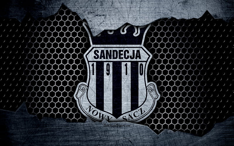 Sandecja logo, Ekstraklasa, soccer, football club, grunge, Sandecja Nowy Sacz, metal texture, Sandecja FC, HD wallpaper