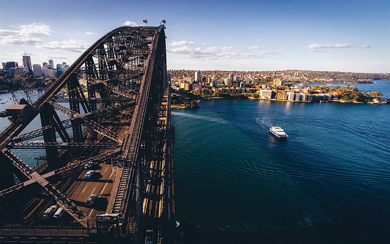 Sydney, Harbour Bridge, cityscape, summer, iron bridge, Australia, New South Wales, HD wallpaper