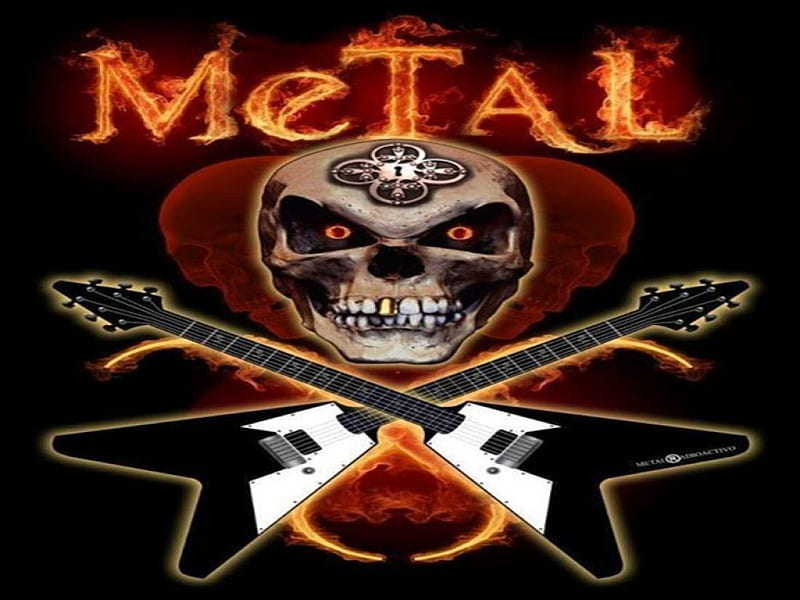 Metal Skull, Metal, Heavy Metal, Skull and Guitars, HD wallpaper | Peakpx