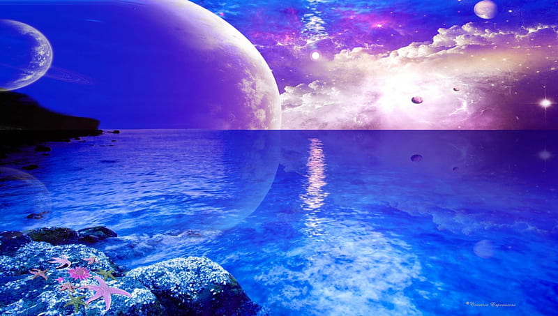 Ocean Space Fantasy 13 Planets Space Ocean Coral Clouds Spacescape Hd Wallpaper Peakpx 5694