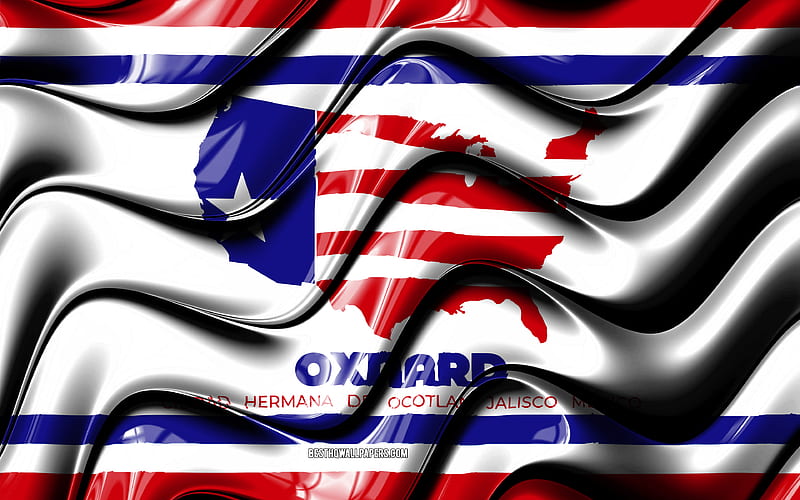 Oxnard flag United States cities, California, 3D art, Flag of Oxnard, USA, City of Oxnard, american cities, Oxnard 3D flag, US cities, Oxnard, HD wallpaper