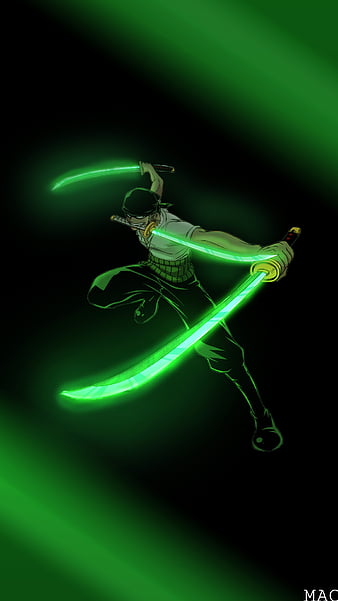 Zoro Neon, black, simple, one piece, anime, HD phone wallpaper