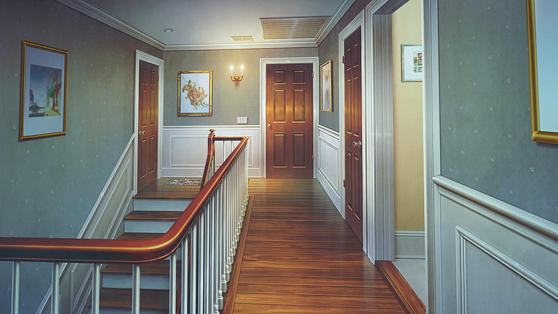 Anime Landscape: House Wooden Door (Anime Background)