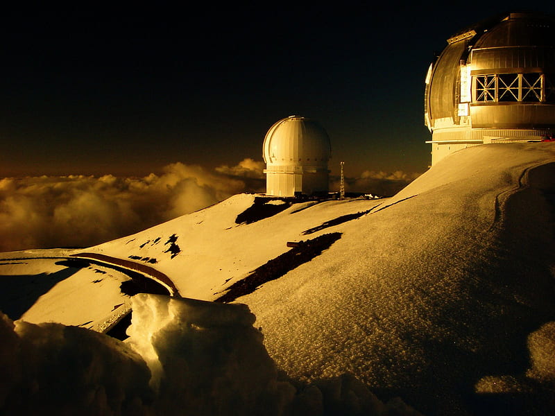 Observatory Above the Clouds, clouds, observatory, high, golden, HD wallpaper