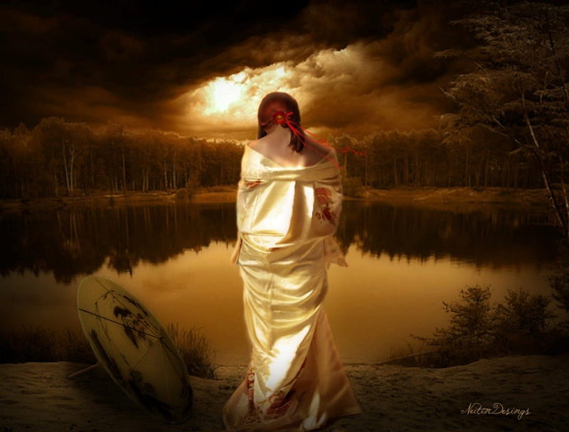 Waiting for a New Day, fantasy, lady, abstract, waiting, HD wallpaper