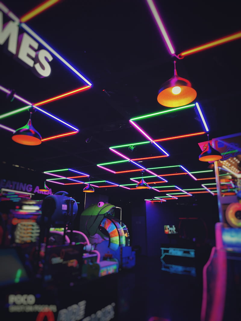 Game zone, game, lights, HD phone wallpaper