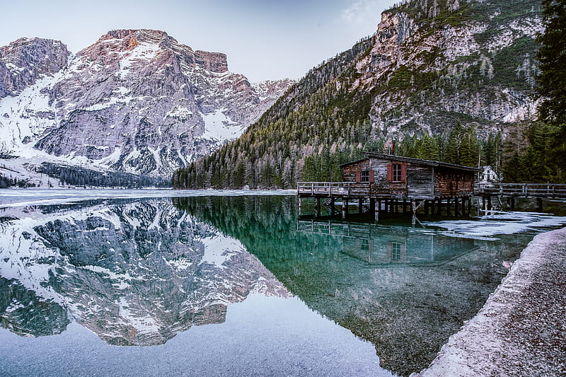 alpine, lake, mountain, scenic, relaxing, reflection, Landscape, HD wallpaper