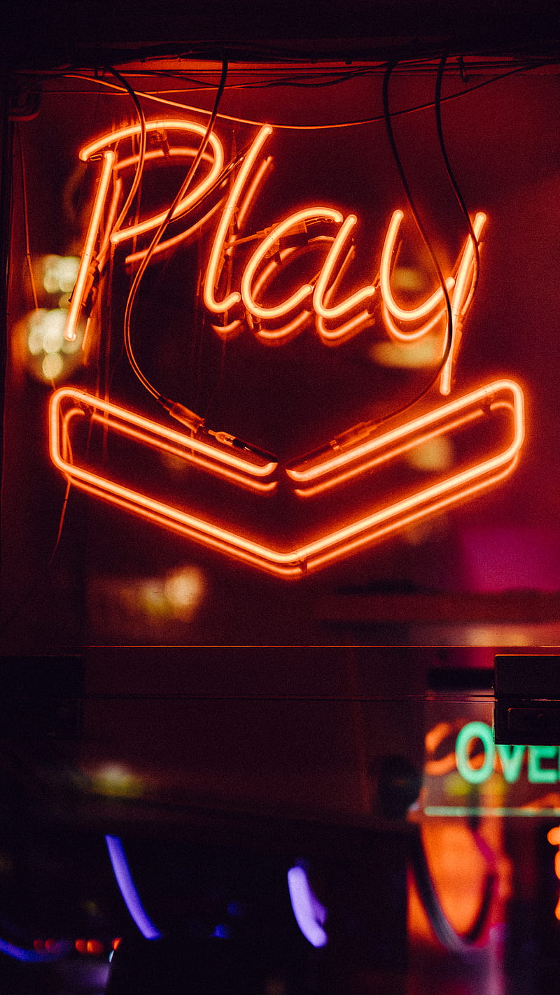 red Play neon light signage, HD phone wallpaper