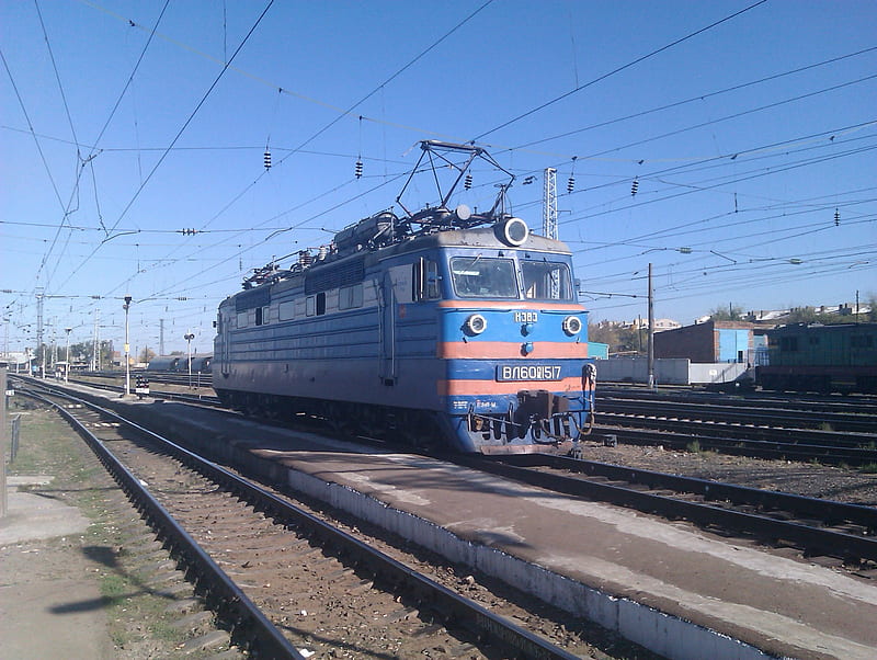 VL60PK-1517, locomotive, train, nevz, soviet, vl60, electric, russian, passenger, HD wallpaper