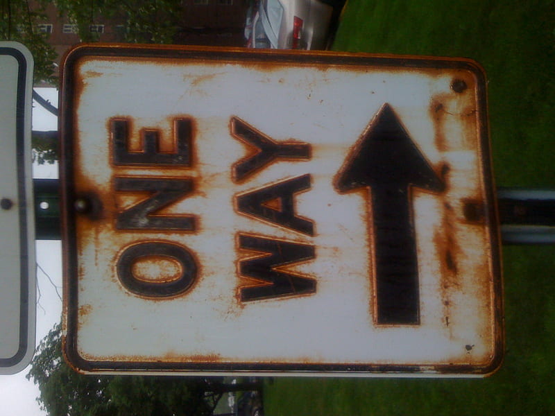 One Way, rusty, sign, arrow, urban, HD wallpaper