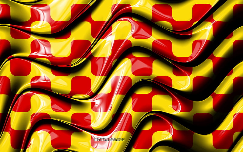 Tarragona Flag Cities of Spain, Europe, Flag of Tarragona, 3D art, Tarragona, Spanish cities, Tarragona 3D flag, Spain, HD wallpaper