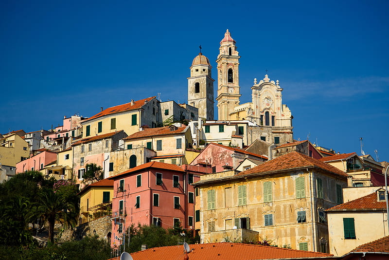 Towns, Liguria, Church, House, Italy, HD wallpaper
