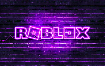Roblox violet logo violet brickwall, Roblox logo, online games, Roblox neon logo, Roblox, HD wallpaper