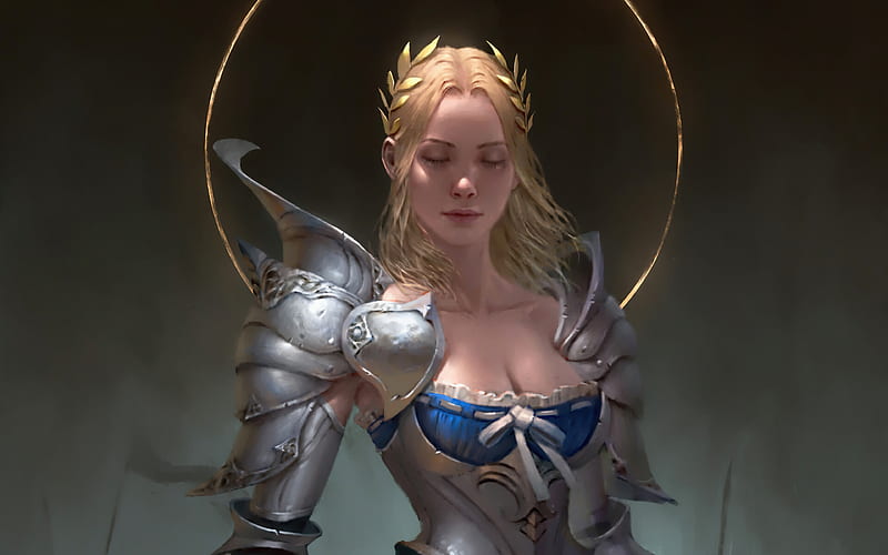 Fantasy, Knight, Armor, Blonde, Joan of Arc, Woman Warrior, HD wallpaper