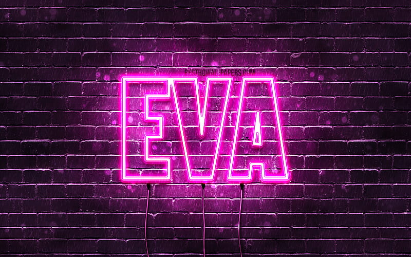 Eva con nombres, nombres femeninos, nombre de eva, luces de neón púrpuras,  texto horizontal, Fondo de pantalla HD | Peakpx