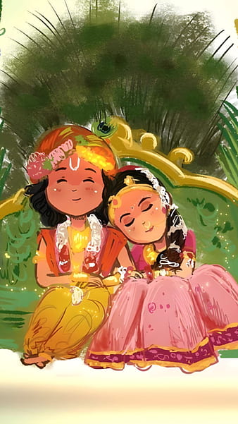 Little Cartoon Krishna Kissing Radha Vector Stock Vector (Royalty Free)  482540482 | Shutterstock