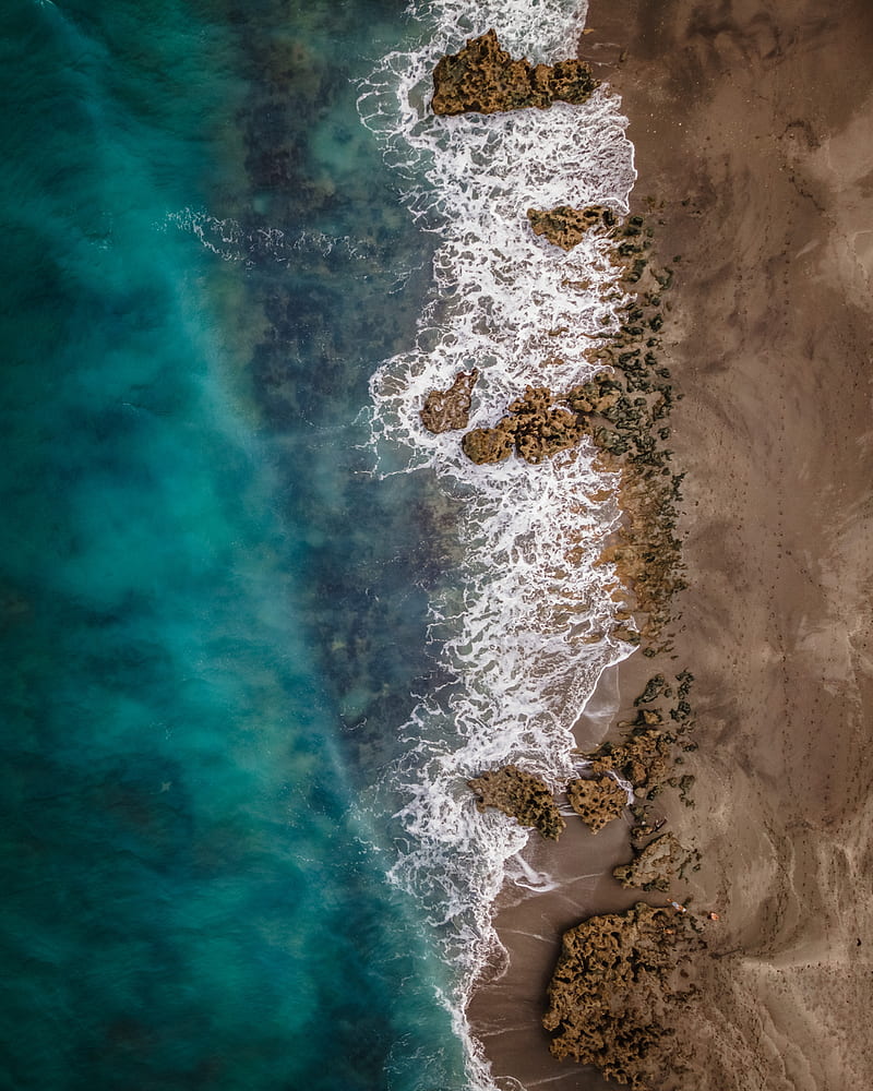 Sea Coast Aerial View Water Beach Hd Phone Wallpaper Peakpx