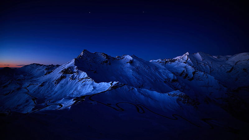 Snowy Winter Night Mountains , wallpaper 4k pc 1920x1080