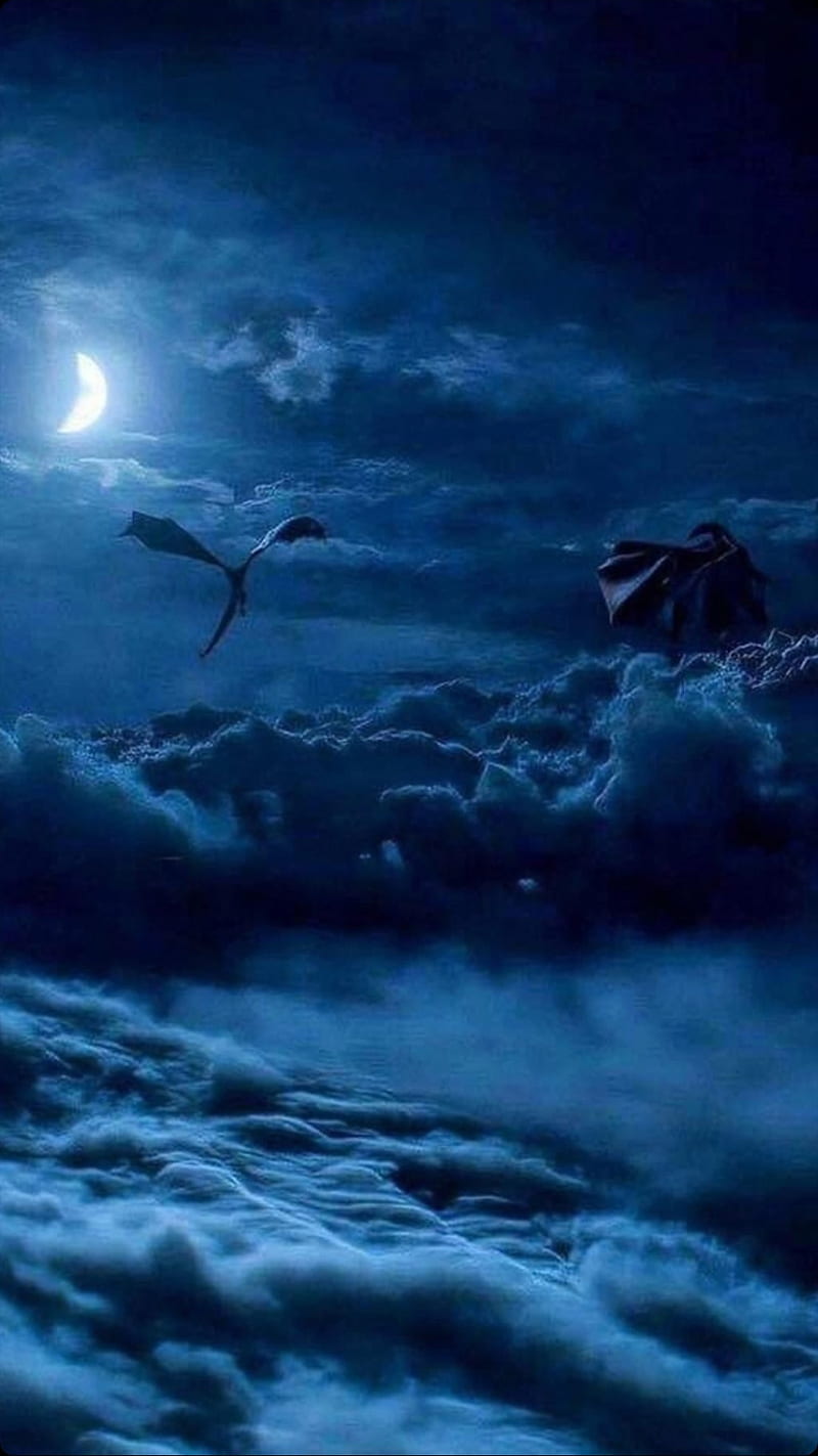 Blue Dragons, nebula, night, sky, HD phone wallpaper