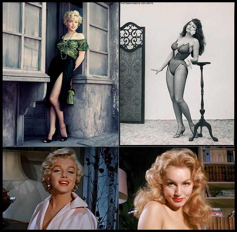 Legendary Hollywood Icons Marilyn Monroe and Julie Newmar, Marilyn Monroe, Julie Newmar, Hollywood Icons, Icons, Legends, Actresses, HD wallpaper
