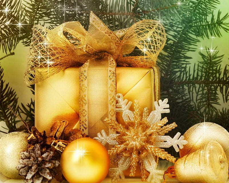 Christmas Gifts, Christmas, gold, giftd, balls, HD wallpaper | Peakpx