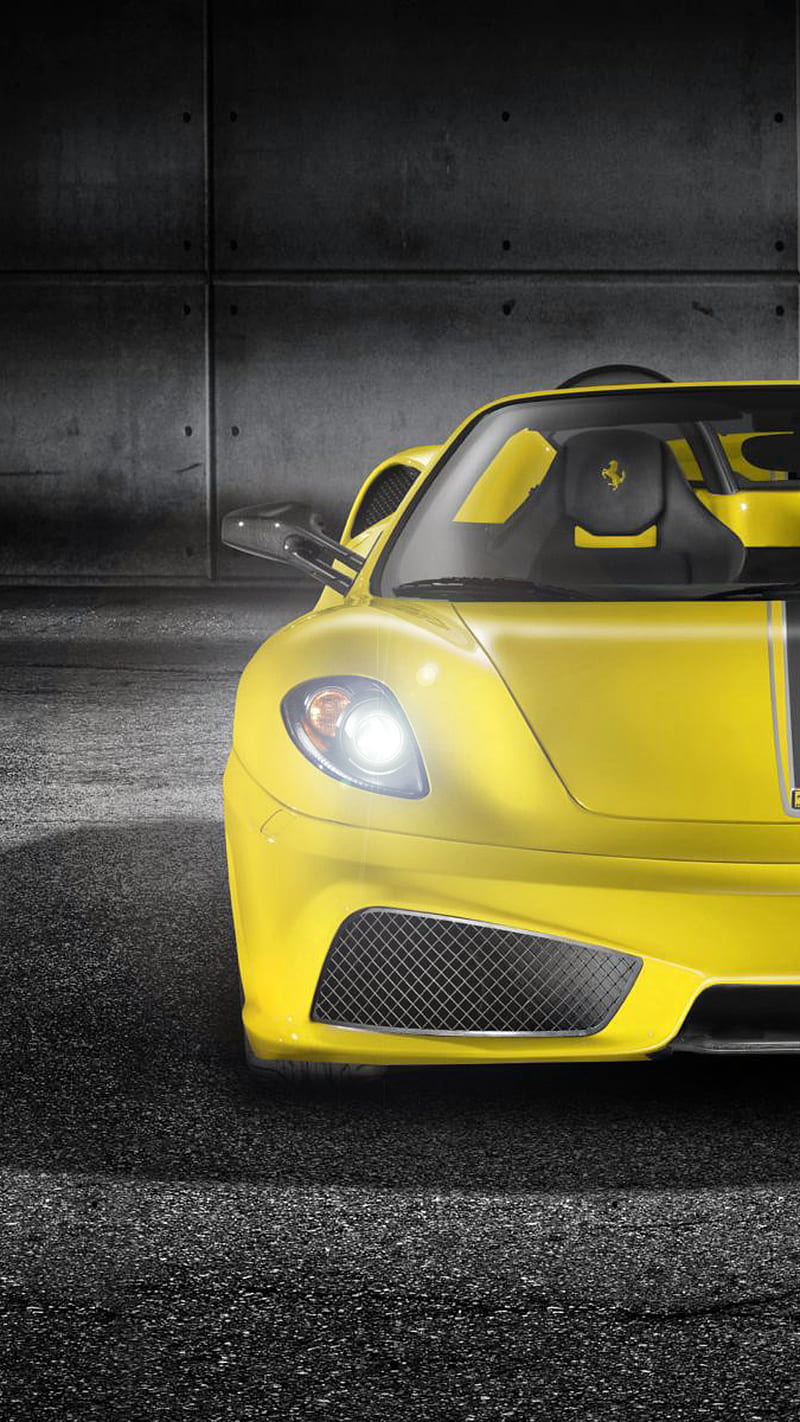 Ferrari scuderia, engine, ferrari, italy, scuderia, spider, supercar, yellow, HD phone wallpaper