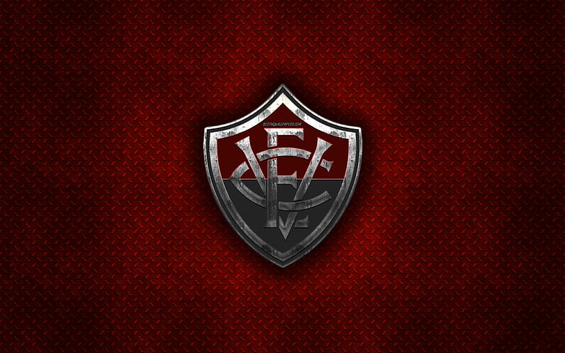 EC Vitoria, Brazilian football club, red metal texture, metal logo, emblem, Salvador, Brazil, Serie B, creative art, football, Esporte Clube Vitoria, HD wallpaper