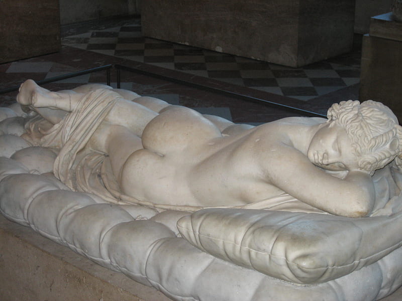 Woman Resting, art, statue, paris, louvre, sculpture, HD wallpaper