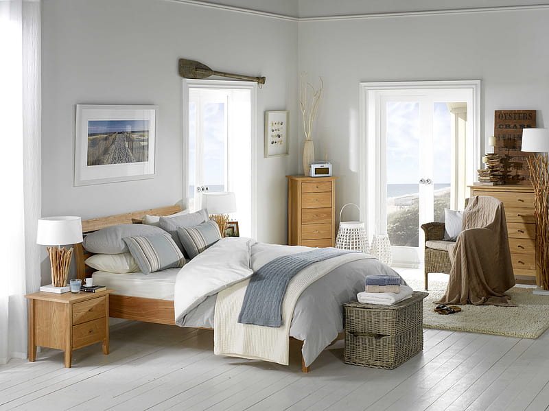 ~ Super-Fresh Bedroom ~ , BEACH, LIGHT, FOREVER, LIGHT BLUE, INTERIORS, SUPER FRESH, STYLE, HOME, BEDROOM, WHITE, BEAUTIFUL, HOUSE, BROWN, LOVE, HD wallpaper
