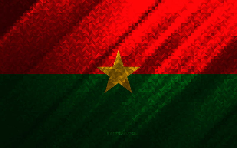 Flag of Burkina Faso, multicolored abstraction, Burkina Faso mosaic flag, Burkina Faso, mosaic art, Burkina Faso flag for with resolution . High Quality, HD wallpaper