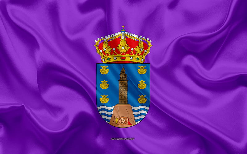 Corunna Flag silk texture, silk flag, Spanish province, Corunna, Spain, Europe, Flag of Corunna, flags of Spanish provinces, HD wallpaper