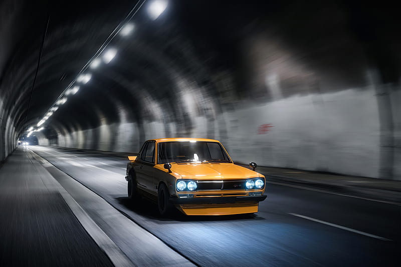Yellow Gt Modified Car Tunnel , carros, HD wallpaper