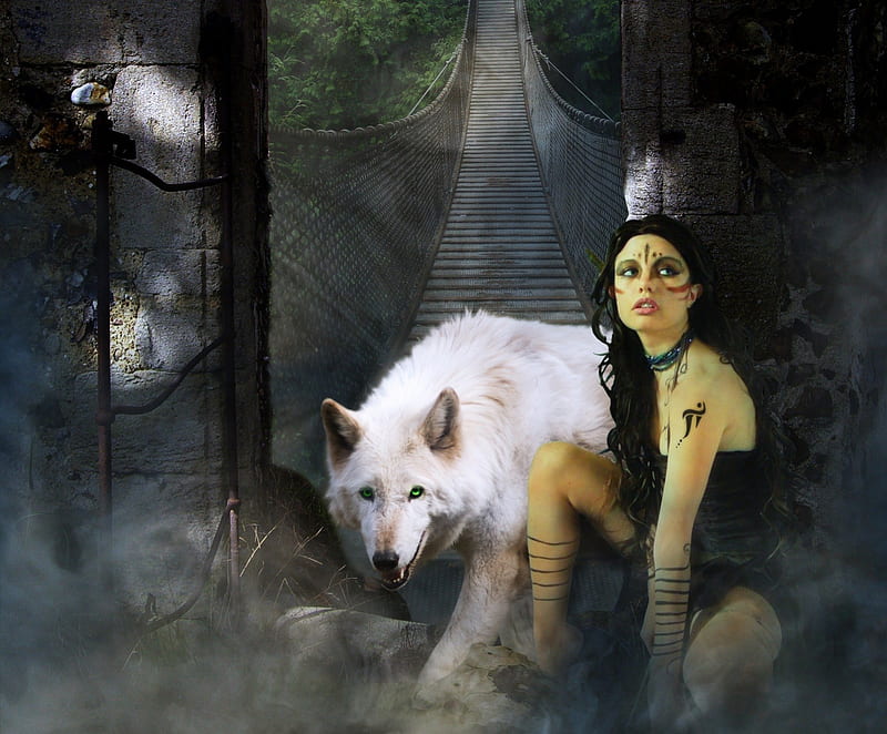 Huntress, Lady, Wolf, Fantasy, HD wallpaper | Peakpx