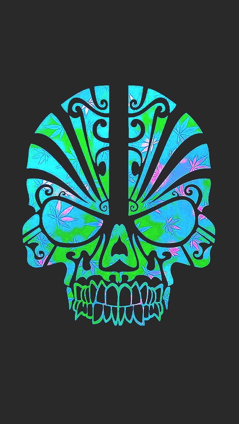 Skull blue green 3, art, cool, skull, HD phone wallpaper | Peakpx