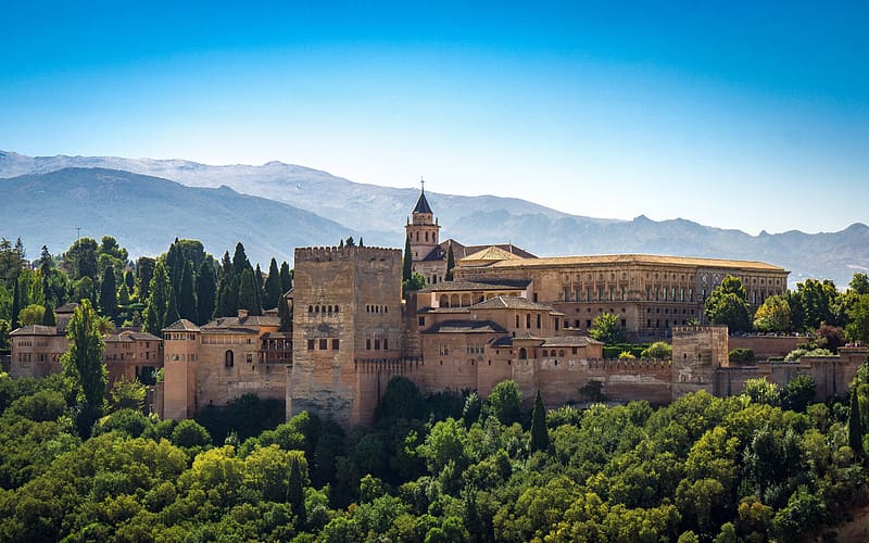 Jungle Castle Alhambra of Granada Spain, HD wallpaper