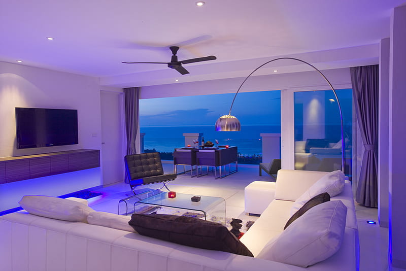 Beautiful Bedroom, nice, ocean, bedroom, bonito, blue, HD wallpaper