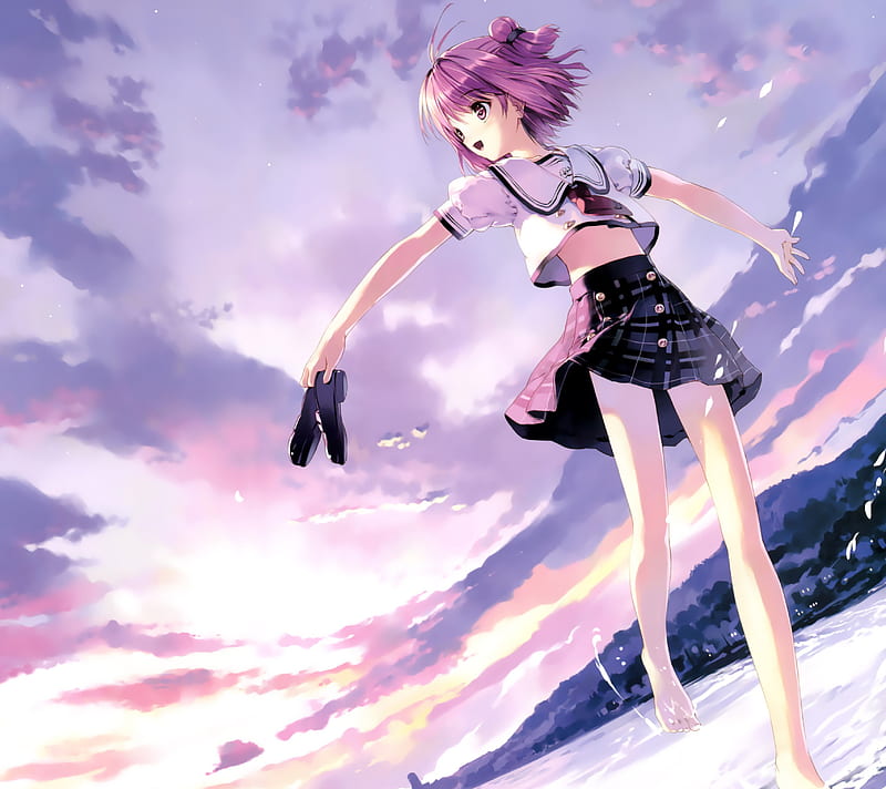 Water Anime Girl, anime, cute, girl, ocean, pink, water, HD wallpaper |  Peakpx
