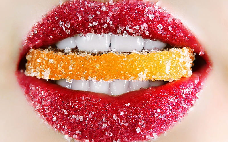 Sweet lips, red, yellow, woman, lips, sexy, sal, lemon, sweet, girl, pink, HD wallpaper