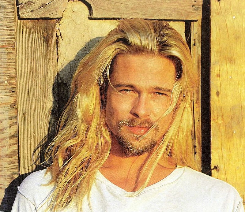 Brad Pitt, male, blond, handsome, so cute, long hair, sexy, blue eyes,  actor, HD wallpaper | Peakpx