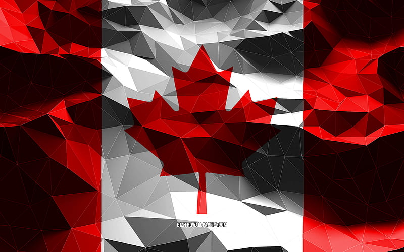 Canadian flag, low poly art, North American countries, national symbols, Flag of Canada, 3D flags, Canada flag, Canada, North America, Canada 3D flag, HD wallpaper
