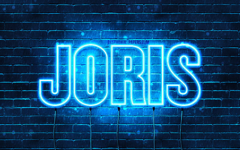 Joris with names, Joris name, blue neon lights, Happy Birtay Joris ...