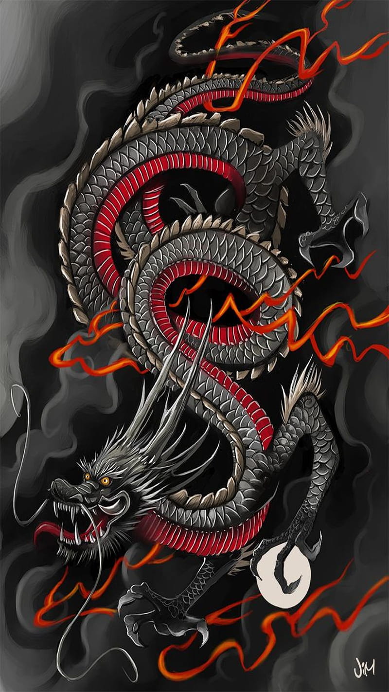 japanese dragon, japan, jimjaz, mitico, HD phone wallpaper