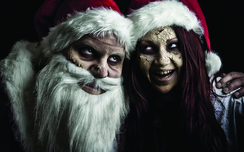 * Evil Santa Claus and zombie Snow Maiden *, snow, evil, santa claus, maiden, zombie, HD wallpaper