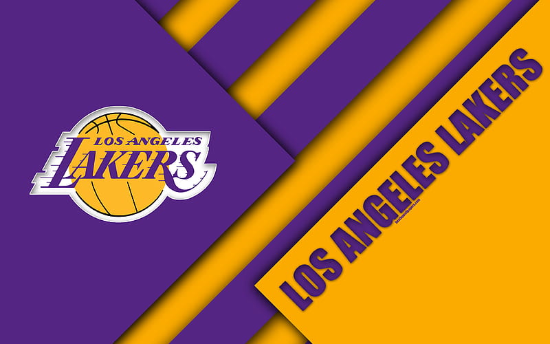 Los Angeles Lakers logo, material design, American basketball club, purple yellow abstraction, NBA, Los Angeles, California, USA, basketball, HD wallpaper