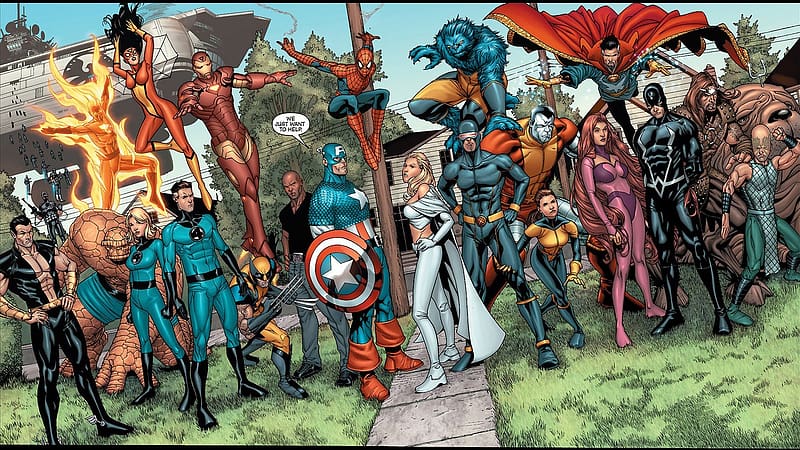 Spider Man, X Men, Iron Man, Captain America, Avengers, Wolverine, Comics, Human Torch (Marvel Comics), Invisible Woman, Mister Fantastic, Thing (Marvel Comics), Fantastic Four, Cyclops (Marvel Comics), Beast (Marvel Comics), Colossus, The Avengers, Spider Woman, Emma Frost, Doctor Strange, Kitty Pryde, New Avengers, Inhumans (Marvel Comics), HD wallpaper